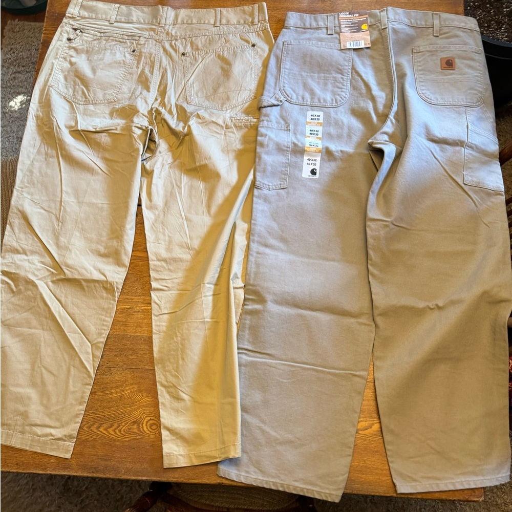 2 pair pants 1 Carhart one outdoor life both 40x32 NWT